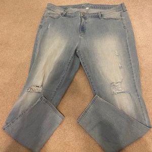 High rise light wash skinny jeggings